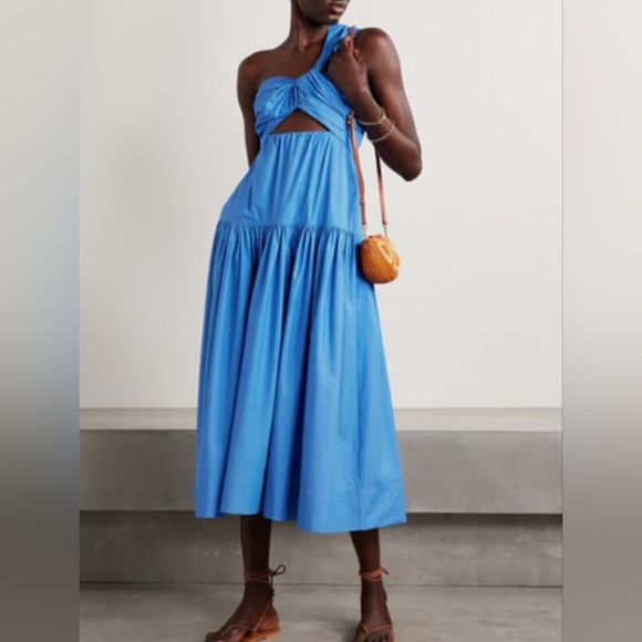 A.L.C Aubrey Dress 10 Blue Cut Out Twisted One Shoulder Cotton - Picture 1 of 15